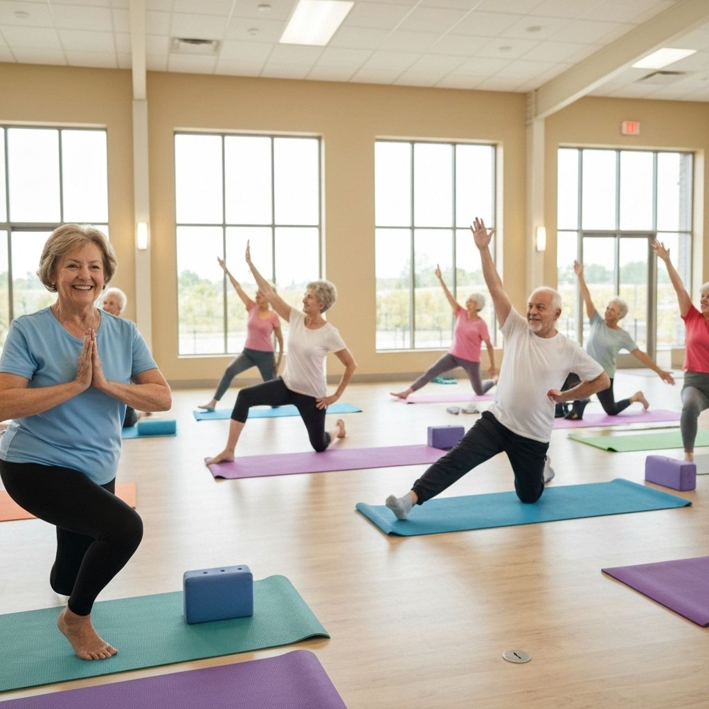 Seniorzy na zajęciach jogi